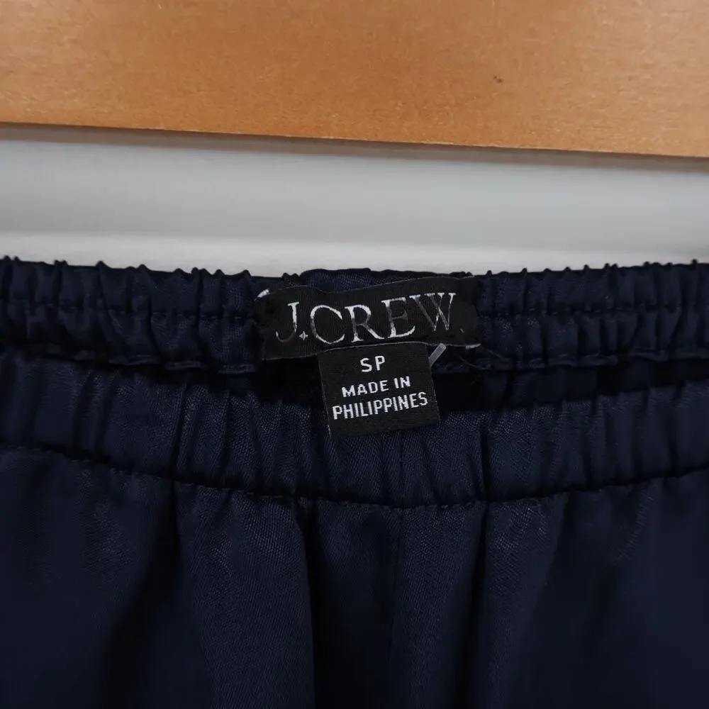 J.Crew Cosmo Pant Luster Charmeuse Navy Blue Size Small Petite NWT